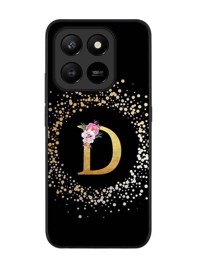 Stylizedd غطاء ذكي رفيع لهاتف Honor X7d 4G / X7d 5G / 400 - تصميم مخصص بنقوش زهرية - D (أسود) - Image 1